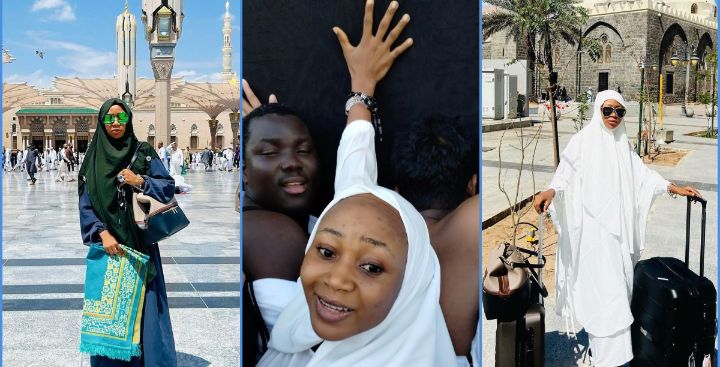 GHANAGOSSIPS Latest Hajia in town!! Akuapem Poloo visit Mecca as she touches the Kaaba, shared a photo online