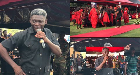 Agya Koo looses temper in public as young NDC member confront him during funeral performance