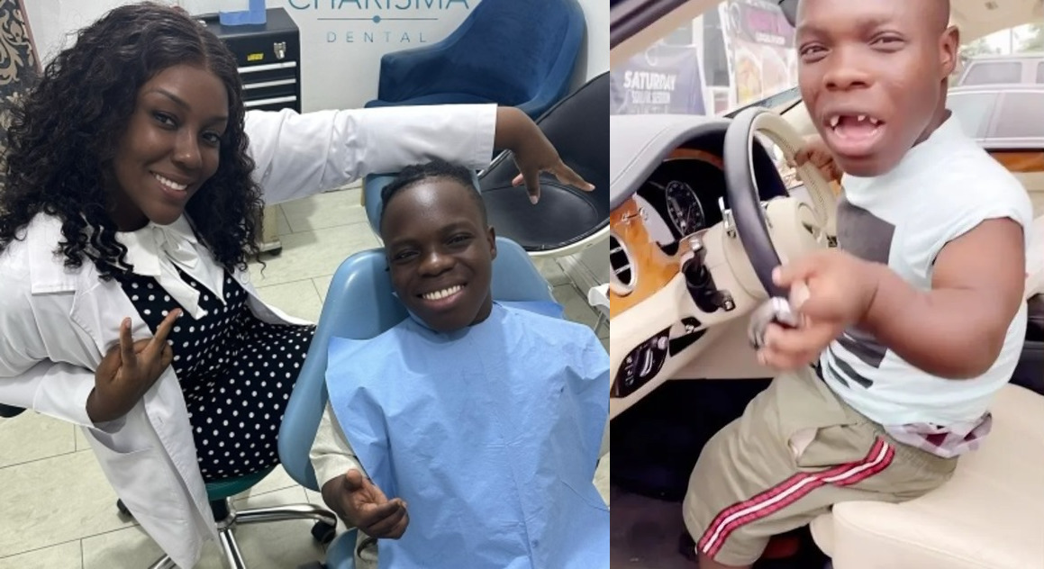 Viral video of Shatta Bandle getting his teeth fixed by Stonebwoy’s wife surfaces