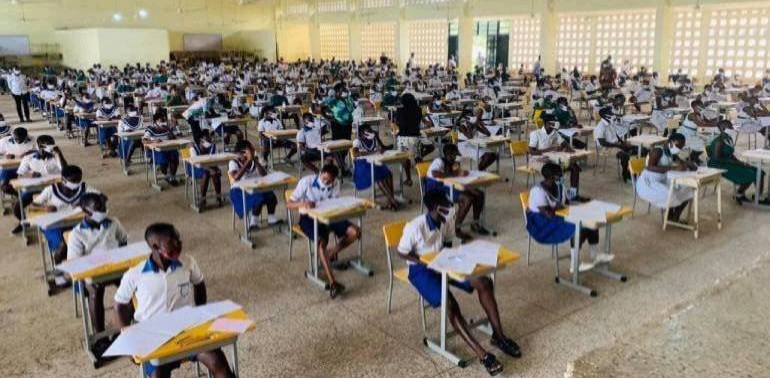 BECE Candidate delivers during an ongoing exams at Weta